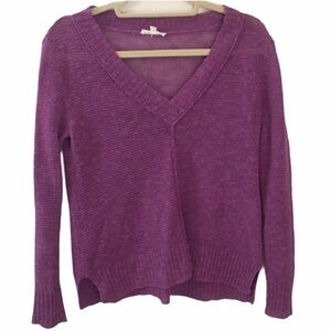 Eileen Fisher Sweater Cozy Crochet Loose Knit Purple XS